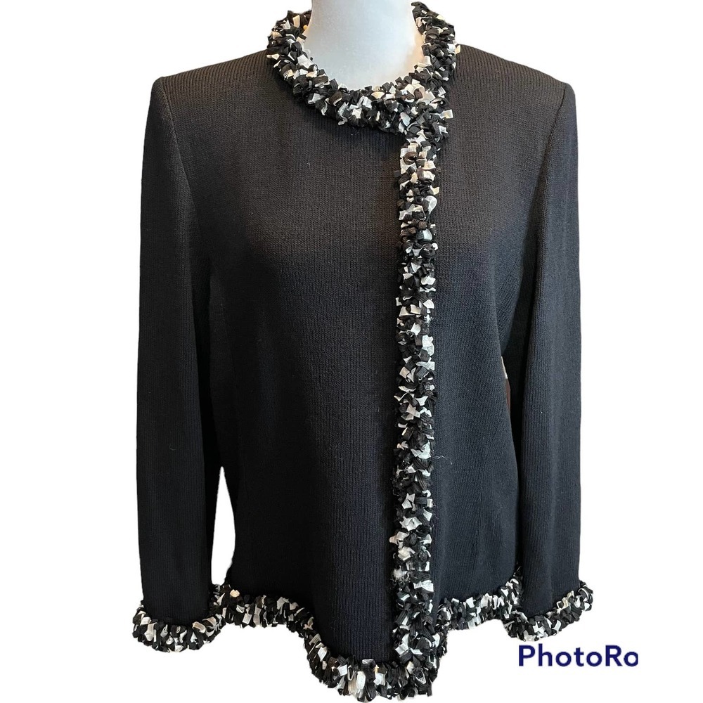 JSS Women's Black and White Luxury Button Down Sweater/Top